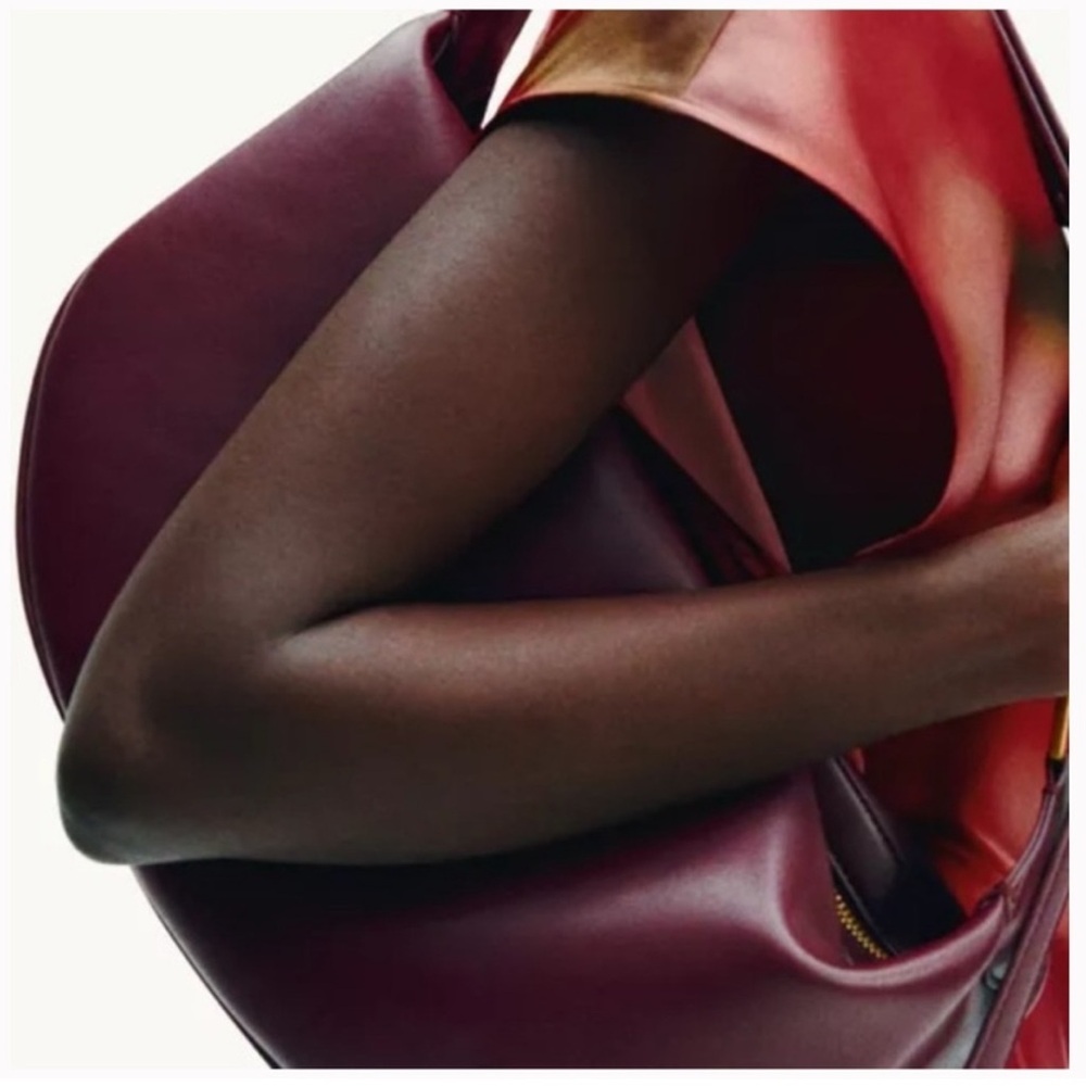 Zara Crescent Half Moon Burgundy Hobo Bag - Picture 4 of 10